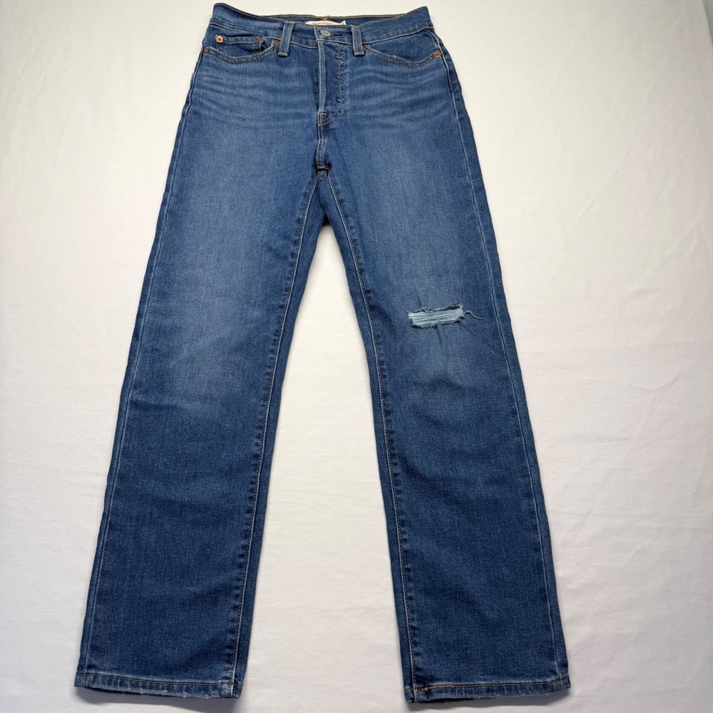 Levi's‎ Wedgie Straight Jeans Women's 27 High Rise Distressed Button Fly